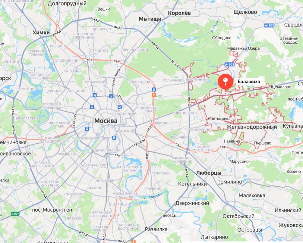 База ООО «Стелс» в Балашихе на карте Москвы и Московской области